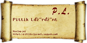 Pittik Lóránt névjegykártya
